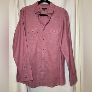 NWT Alfani Light Red Lightweight Button Down Collar Shirt with 2 Pockets Size M
